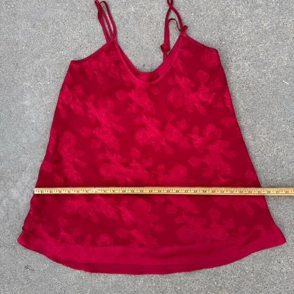 Vintage 90s Inner Most Red Satin Floral Double Layer Slinky Slip Dress MEDIUM - Picture 7 of 7